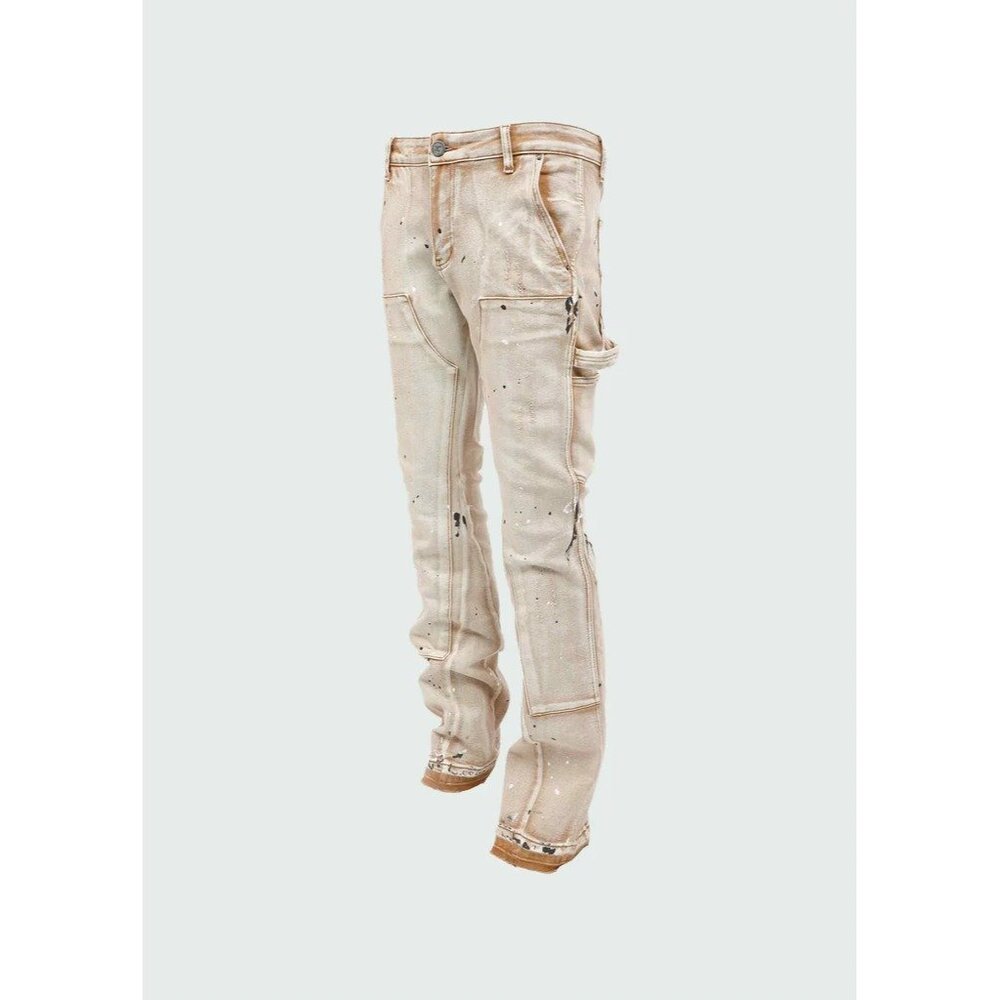 Men's Straight Carpenter Jeans in Washed Cream